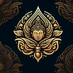 AI Generate of Luxury Premium Symbol Vector of Vesak Day with Buddha Statue, Buddha, Lantern, Candle Light, Lotus