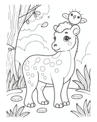 Animal coloring  book  page  for kids