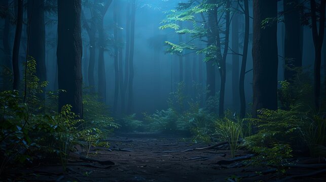 Background of an ancient forest flat design front view, mystical nature theme, water color, Tetradic color scheme