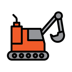 Excavator Filled Line Icon Design