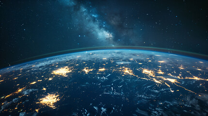 Obraz premium Earth at night under the shadows of space