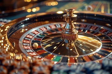 Roulette, luxury, online casino, lottery, dice, chips, design. Generative AI.