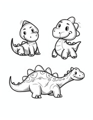 Fototapeta premium Cartoon Dinosaur Coloring Fun, wild animal, fun