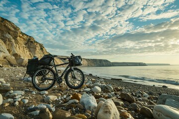Fototapeta premium bike on the beach, Bicycles parked on a beach