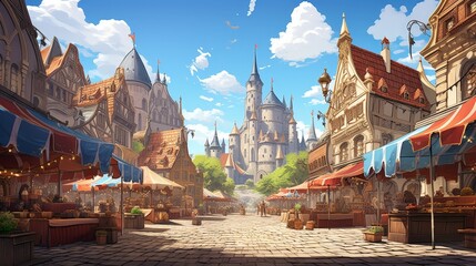 Bustling Medieval Market