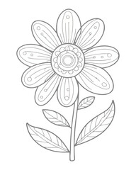 Flower coloring book page for kids