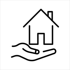 House icon with door, outline design vector - Vector