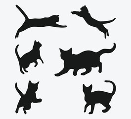 Whiskered Silhouettes, A Majestic Collection of Cat Silhouettes in Various Poses