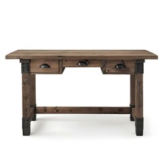 A rustic style desk with an industrial-inspired design