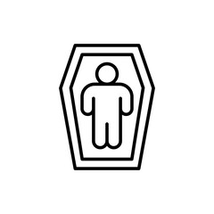 Coffin outline icons, minimalist vector illustration ,simple transparent graphic element .Isolated on white background