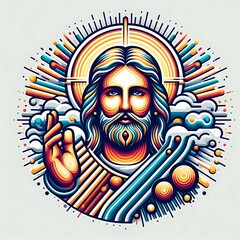 A colorful art of a jesus christ lively has illustrative meaning has illustrative meaning used for printing illustrator.