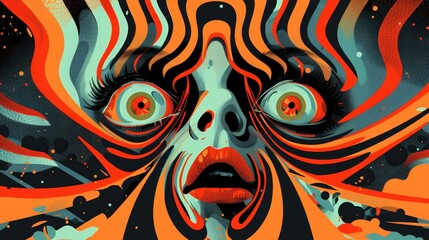 Abstract op-art design with eerie horror elements. - obrazy, fototapety, plakaty