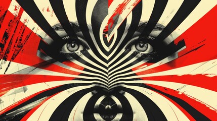 Abstract op-art design with eerie horror elements. - obrazy, fototapety, plakaty