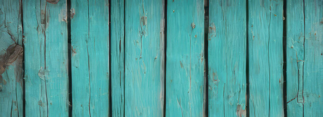 Fototapeta premium Old vintage teal and blue shabby wooden background texture. Rustic wooden horizontal banner and wallpaper