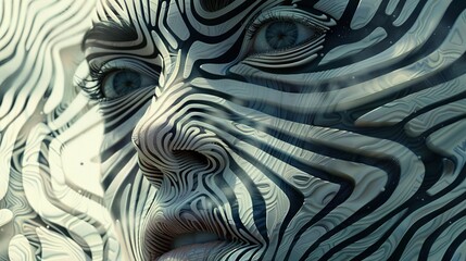 Spine-chilling abstract artwork with op-art visual effects. - obrazy, fototapety, plakaty