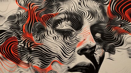 Spine-chilling abstract artwork with op-art visual effects. - obrazy, fototapety, plakaty