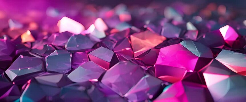 High-resolution 3D model of hexagonal skin brightening effects, flat, sparkling gemstones background,