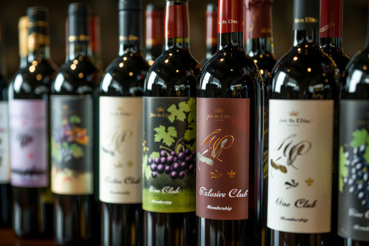 Exclusive Wine Club Membership Display Featuring Premium Bottles