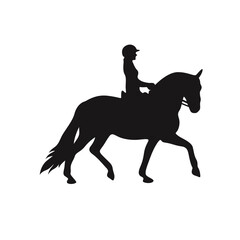 Cowboy Figure Silhouette with Lasso and Horse. Vector Illustration