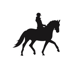 Cowboy Figure Silhouette with Lasso and Horse. Vector Illustration