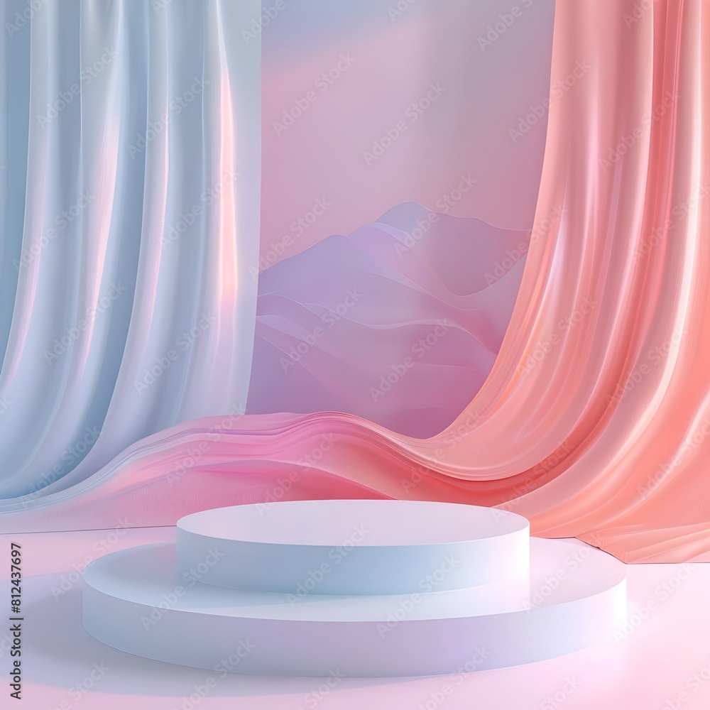 Poster soft pastel gradient backdrop for a serene and clean product display with empty space