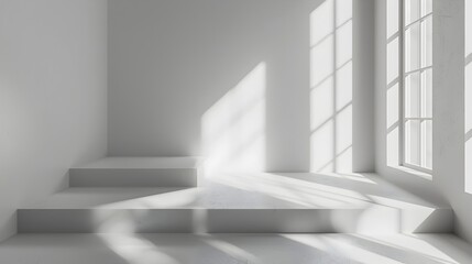 Obraz premium Minimalist White Studio Backdrop with Subtle Shadow for Highlighting Products in a Clean Modern Setting