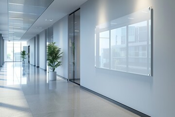 Fototapeta premium Empty Wall Mockup in Modern Office Interior created with Generative AI