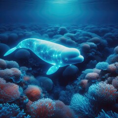 Fototapeta premium Spectacle of Beluga Whale in Cold Waters