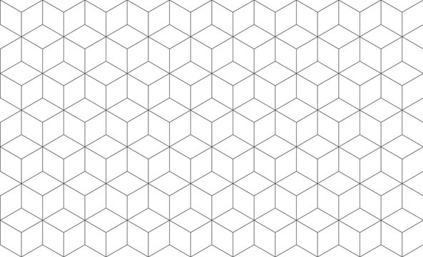 Seamless pattern with cube geometrical lines isolated on white background
