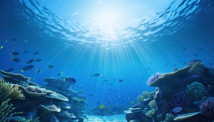 Groups of giant Tuna fish in the underwater, coral reef, amazing underwater life, various fish and exotic coral reefs, ocean wild creatures background