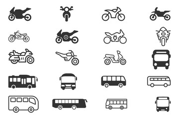 Bus And Motorcycl Transport Icon