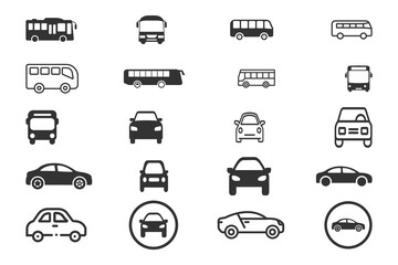 bus and Car Transport Icon