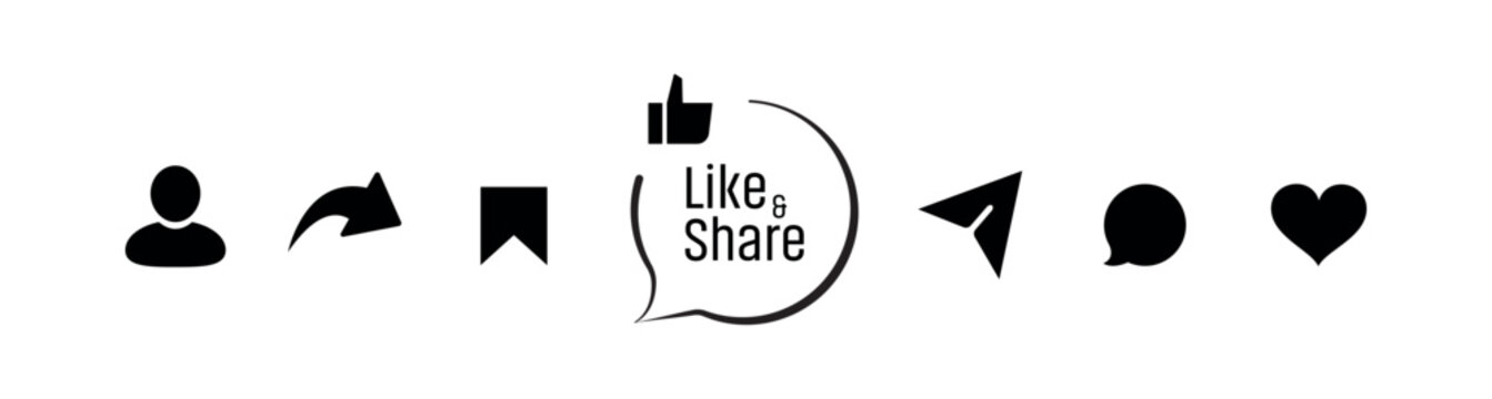 recommend clip art: like and share on white background