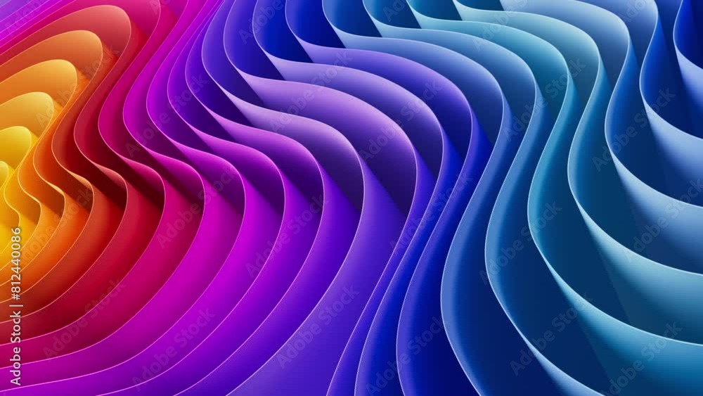 Fototapete 3d motion rendering of an abstract background of smooth lines of multi-color spline waves that move 