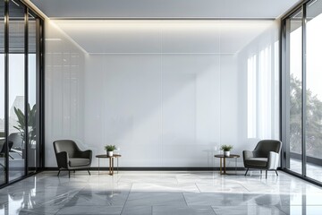 Empty Wall Mockup in Modern Office Interior created with Generative AI