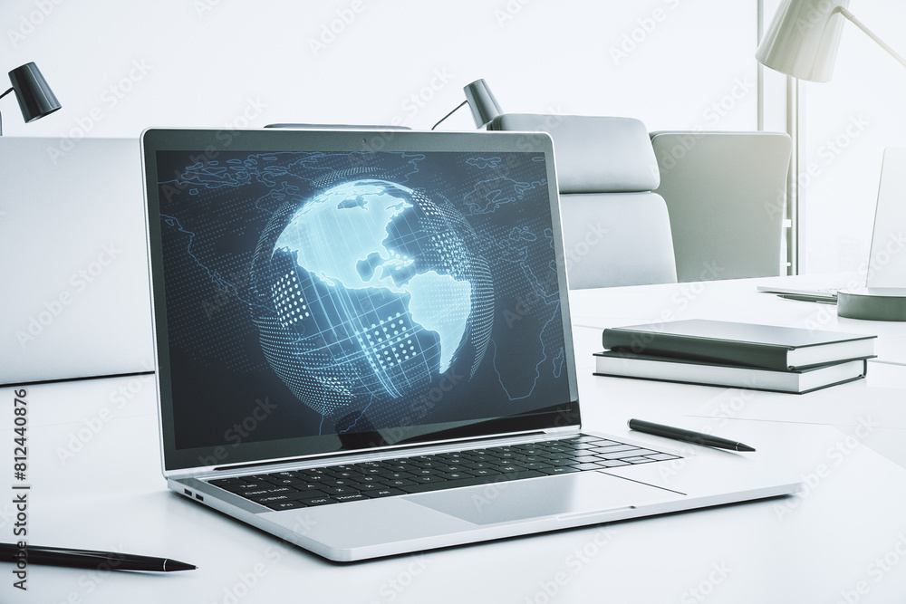 Aufkleber america map on modern computer monitor, big data and digital technology concept. 3d rendering