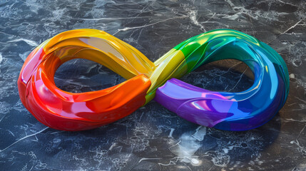 Colorful Infinity Symbol Made of Plasticine on a Wooden Surface, Representing Creativity and Endless Possibilities