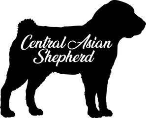 Central Asian Shepherd Dog silhouette dog breeds logo dog monogram vector