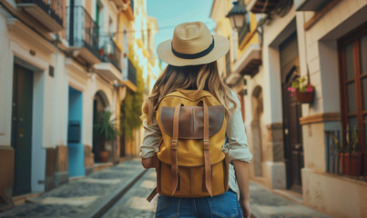 A young traveler wanders the streets of the old town, discovering the charms of historic architecture and local culture.