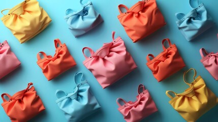 foldable cloth bags transforming into different compact shapes