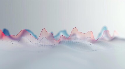 A minimalist 3D illustration of a line graph charting year-over-year market trends in the renewable energy sector.