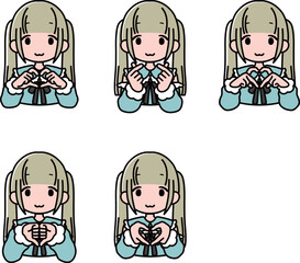 指ハートをするツインテールの地雷系・姫系女の子