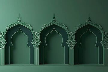 illustration of abstract beautiful green color eid background.