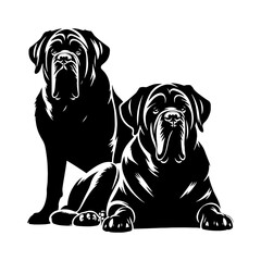 Minimalist English Mastiff Vector- Silhouette of English Mastiff- Illustration Of English Mastiff.