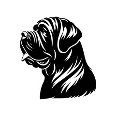 Minimalist English Mastiff Vector- Silhouette of English Mastiff- Illustration Of English Mastiff.