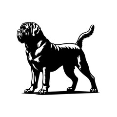 Minimalist English Mastiff Vector- Silhouette of English Mastiff- Illustration Of English Mastiff.