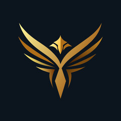 black Golden Aura Unique roring flying eagle face, front view, club Logo Vector Radiating Luxury and Refinement