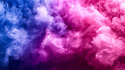 Vibrant blue and pink smoke intertwining in an abstract, mesmerizing background