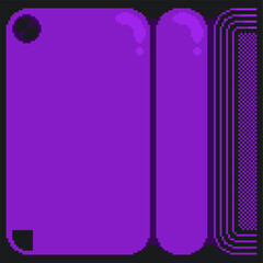 Glossy Bubble Purple Template with Black Background, Pixel Art Abstract Illustration