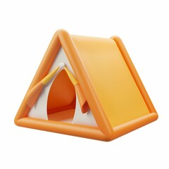 cute Camping Tent icon, 3D render, white background, generative AI